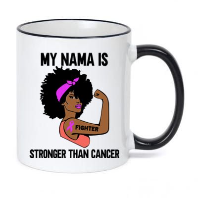 My Nama Is Stronger Than Cancer African American Breast Cool Gift 11oz Black Color Changing Mug