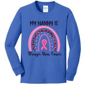 My Nanny Is Stronger Than Cancer Breast Cancer Awareness Great Gift Kids Long Sleeve Shirt