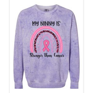 My Ninny Is Stronger Than Cancer Breast Cancer Awareness Gift Colorblast Crewneck Sweatshirt