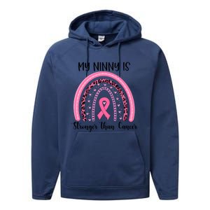 My Ninny Is Stronger Than Cancer Breast Cancer Awareness Gift Performance Fleece Hoodie