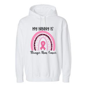 My Ninny Is Stronger Than Cancer Breast Cancer Awareness Gift Garment-Dyed Fleece Hoodie