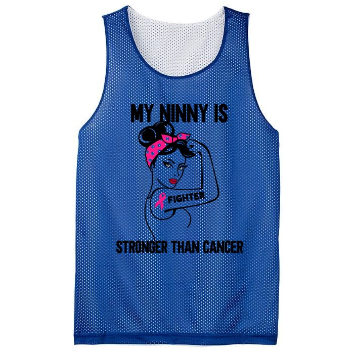 My Ninny Is Stronger Than Cancer Breast Cancer Gift Mesh Reversible Basketball Jersey Tank