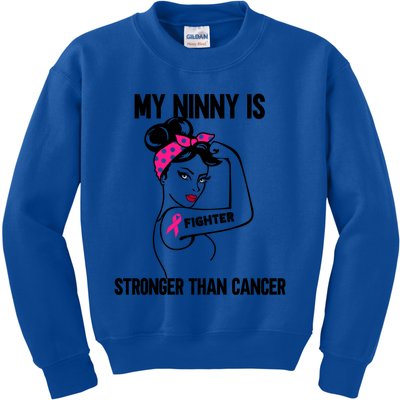 My Ninny Is Stronger Than Cancer Breast Cancer Gift Kids Sweatshirt