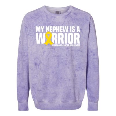 My Nephew Is A Warrior Ribbon Hood Cancer Awareness Cute Gift Colorblast Crewneck Sweatshirt