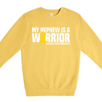 My Nephew Is A Warrior Ribbon Hood Cancer Awareness Cute Gift Premium Crewneck Sweatshirt