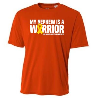 My Nephew Is A Warrior Ribbon Hood Cancer Awareness Cute Gift Cooling Performance Crew T-Shirt