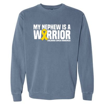 My Nephew Is A Warrior Ribbon Hood Cancer Awareness Cute Gift Garment-Dyed Sweatshirt