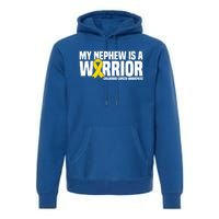 My Nephew Is A Warrior Ribbon Hood Cancer Awareness Cute Gift Premium Hoodie