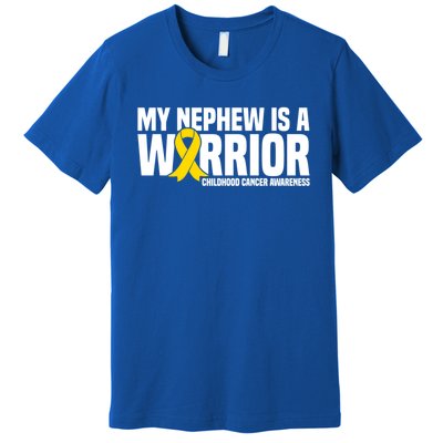 My Nephew Is A Warrior Ribbon Hood Cancer Awareness Cute Gift Premium T-Shirt