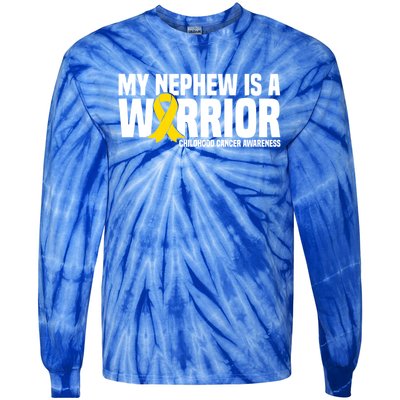 My Nephew Is A Warrior Ribbon Hood Cancer Awareness Cute Gift Tie-Dye Long Sleeve Shirt