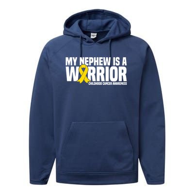 My Nephew Is A Warrior Ribbon Hood Cancer Awareness Cute Gift Performance Fleece Hoodie