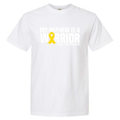 My Nephew Is A Warrior Ribbon Hood Cancer Awareness Cute Gift Garment-Dyed Heavyweight T-Shirt