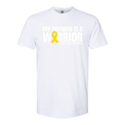 My Nephew Is A Warrior Ribbon Hood Cancer Awareness Cute Gift Softstyle CVC T-Shirt