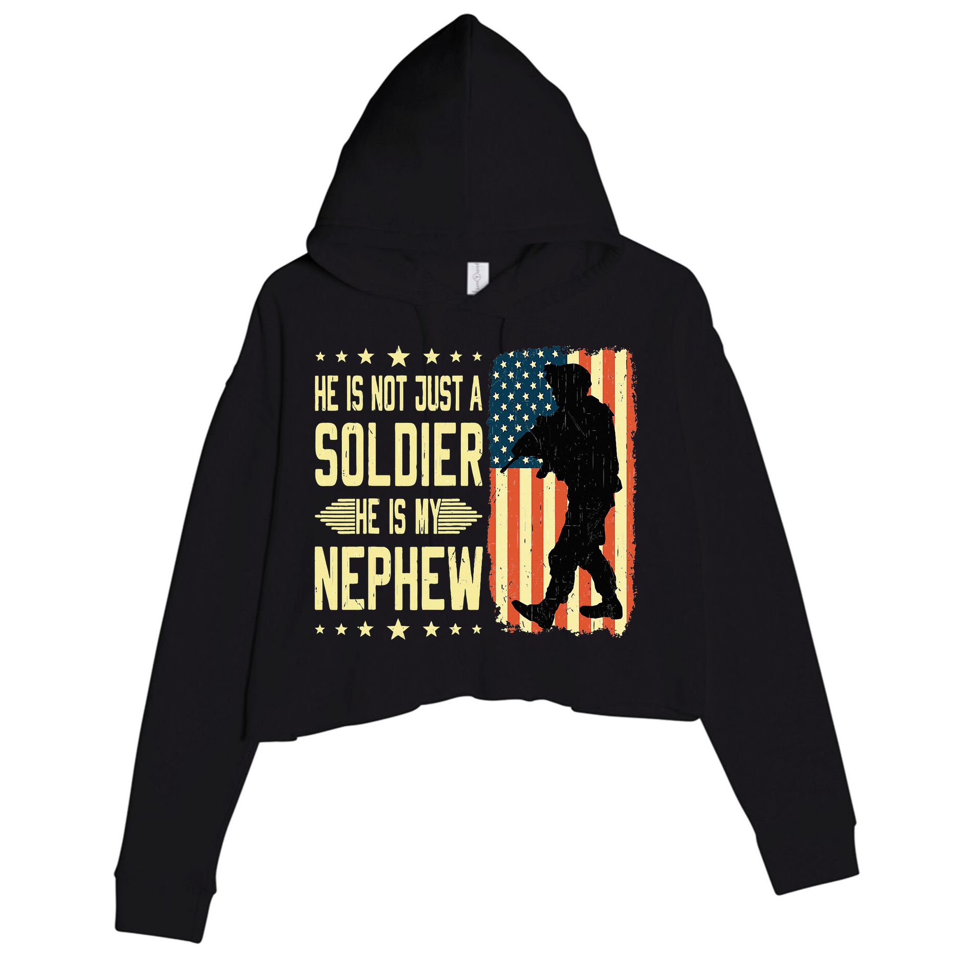My Nephew Is A Soldier Hero Proud Army Aunt Uncle Military Crop Fleece Hoodie