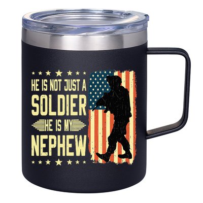 My Nephew Is A Soldier Hero Proud Army Aunt Uncle Military 12oz Stainless Steel Coffee Mug