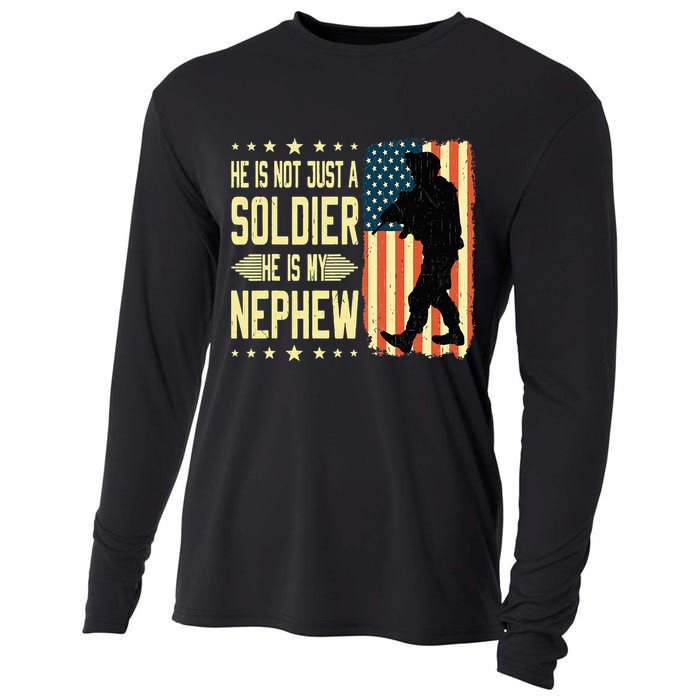 My Nephew Is A Soldier Hero Proud Army Aunt Uncle Military Cooling Performance Long Sleeve Crew