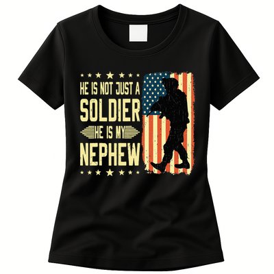 My Nephew Is A Soldier Hero Proud Army Aunt Uncle Military Womens T-Shirt