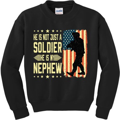 My Nephew Is A Soldier Hero Proud Army Aunt Uncle Military Kids Sweatshirt