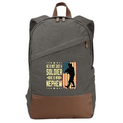 My Nephew Is A Soldier Hero Proud Army Aunt Uncle Military Cotton Canvas Backpack