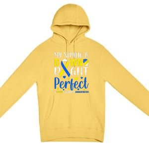 My Nephew Is Down Right Perfect Down Syndrome Awareness Day Gift Premium Pullover Hoodie