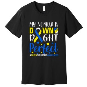 My Nephew Is Down Right Perfect Down Syndrome Awareness Day Gift Premium T-Shirt