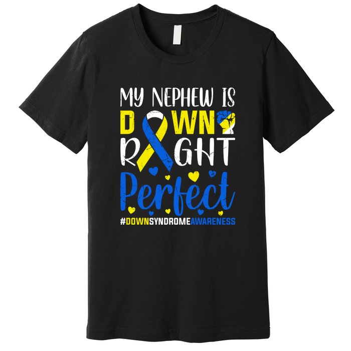 My Nephew Is Down Right Perfect Down Syndrome Awareness Day Gift Premium T-Shirt