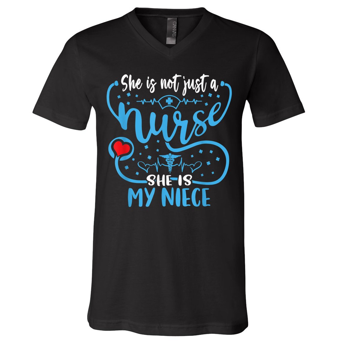 My Niece Is A Nurse Proud Nurse's Aunt Uncle RN LPN Family V-Neck T-Shirt