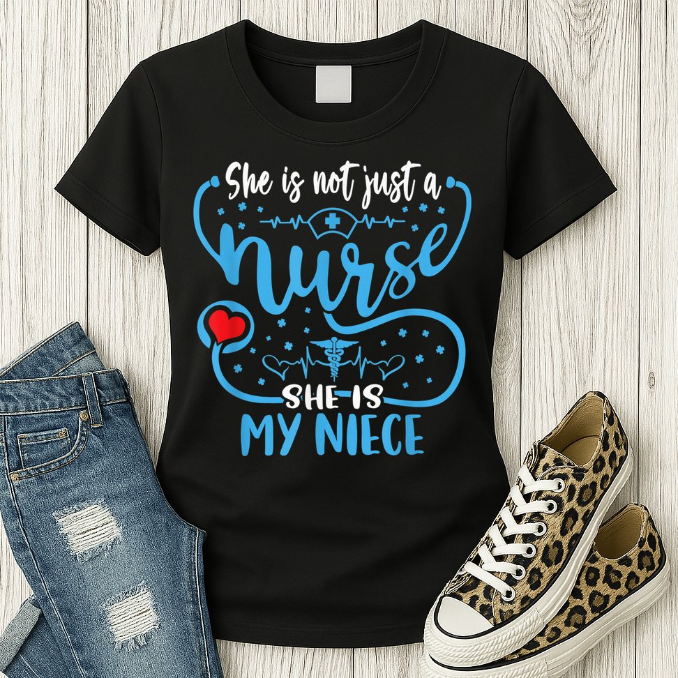 My Niece Is A Nurse Proud Nurse's Aunt Uncle RN LPN Family Womens T-Shirt