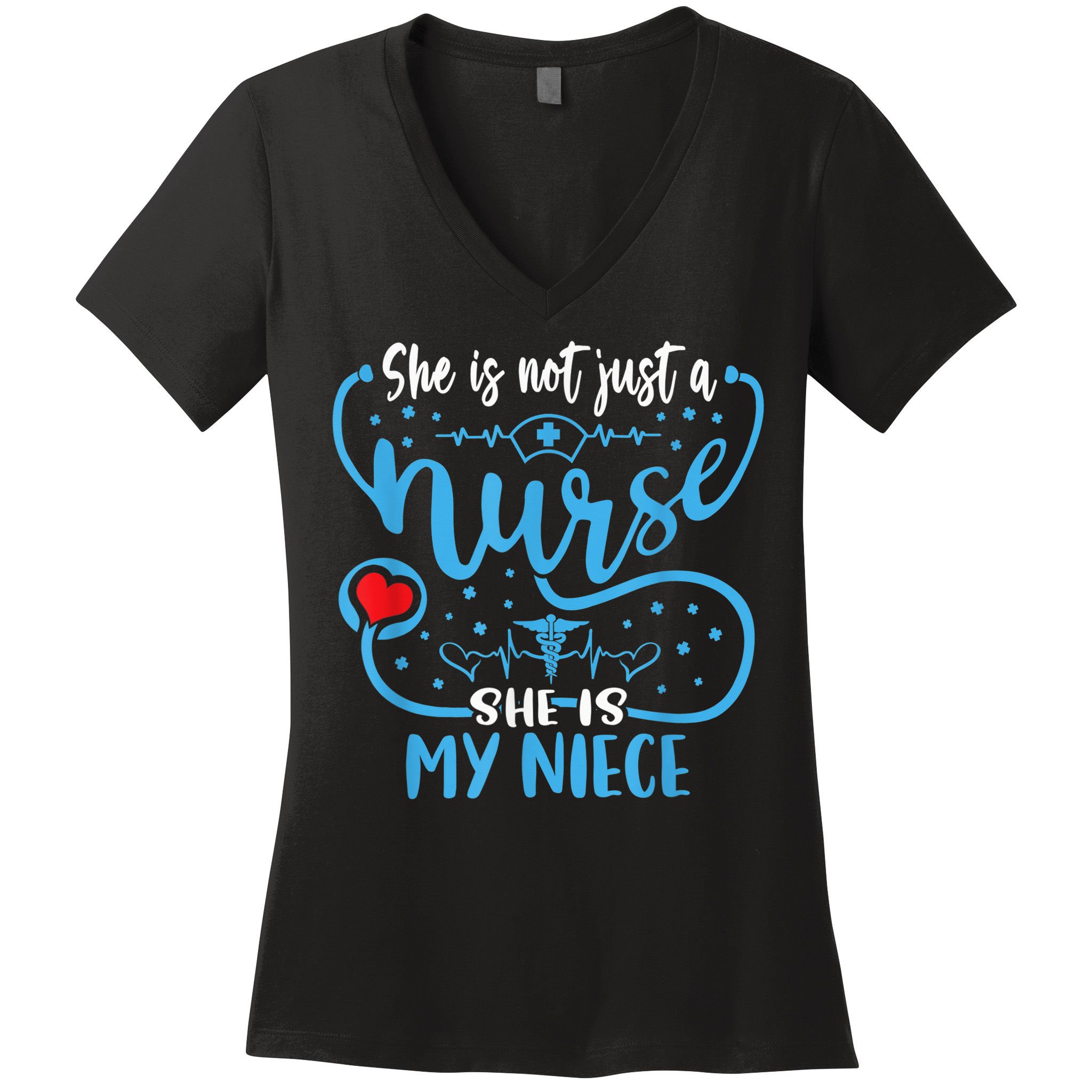 My Niece Is A Nurse Proud Nurse's Aunt Uncle RN LPN Family Women's V-Neck T-Shirt