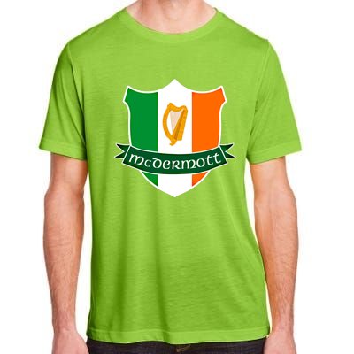 Mcdermott Name Irish Gift Irish Flag Harp Crest Adult ChromaSoft Performance T-Shirt