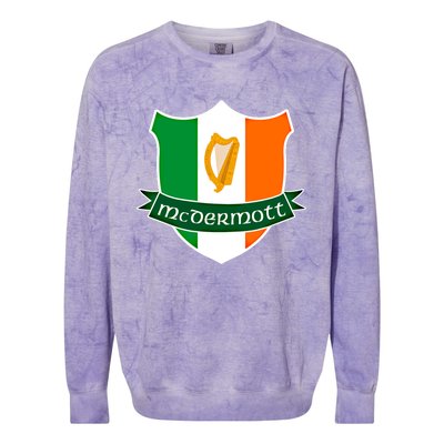 Mcdermott Name Irish Gift Irish Flag Harp Crest Colorblast Crewneck Sweatshirt