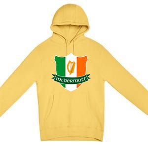 Mcdermott Name Irish Gift Irish Flag Harp Crest Premium Pullover Hoodie