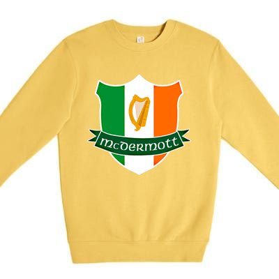 Mcdermott Name Irish Gift Irish Flag Harp Crest Premium Crewneck Sweatshirt