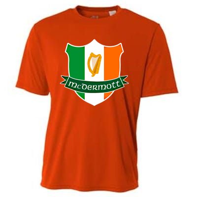 Mcdermott Name Irish Gift Irish Flag Harp Crest Cooling Performance Crew T-Shirt