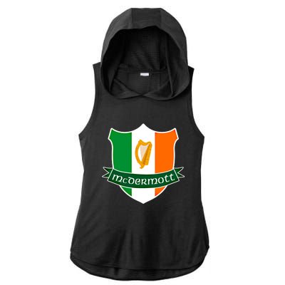 Mcdermott Name Irish Gift Irish Flag Harp Crest Ladies PosiCharge Tri-Blend Wicking Draft Hoodie Tank