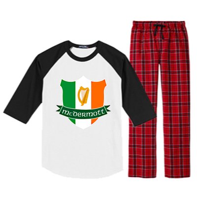 Mcdermott Name Irish Gift Irish Flag Harp Crest Raglan Sleeve Pajama Set