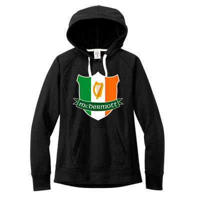 Mcdermott Name Irish Gift Irish Flag Harp Crest Women's Fleece Hoodie