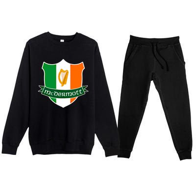 Mcdermott Name Irish Gift Irish Flag Harp Crest Premium Crewneck Sweatsuit Set