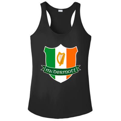 Mcdermott Name Irish Gift Irish Flag Harp Crest Ladies PosiCharge Competitor Racerback Tank