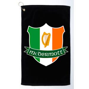 Mcdermott Name Irish Gift Irish Flag Harp Crest Platinum Collection Golf Towel