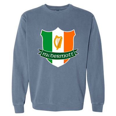 Mcdermott Name Irish Gift Irish Flag Harp Crest Garment-Dyed Sweatshirt