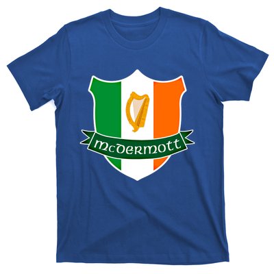 Mcdermott Name Irish Gift Irish Flag Harp Crest T-Shirt