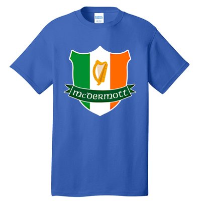 Mcdermott Name Irish Gift Irish Flag Harp Crest Tall T-Shirt