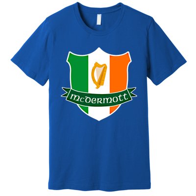 Mcdermott Name Irish Gift Irish Flag Harp Crest Premium T-Shirt