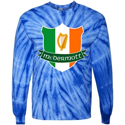 Mcdermott Name Irish Gift Irish Flag Harp Crest Tie-Dye Long Sleeve Shirt