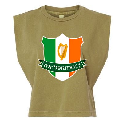 Mcdermott Name Irish Gift Irish Flag Harp Crest Garment-Dyed Women's Muscle Tee