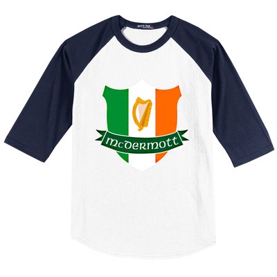 Mcdermott Name Irish Gift Irish Flag Harp Crest Baseball Sleeve Shirt