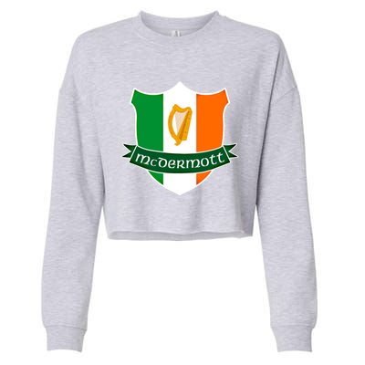 Mcdermott Name Irish Gift Irish Flag Harp Crest Cropped Pullover Crew