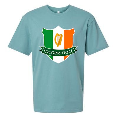 Mcdermott Name Irish Gift Irish Flag Harp Crest Sueded Cloud Jersey T-Shirt