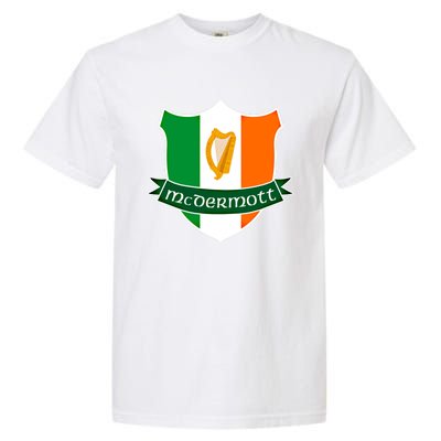 Mcdermott Name Irish Gift Irish Flag Harp Crest Garment-Dyed Heavyweight T-Shirt